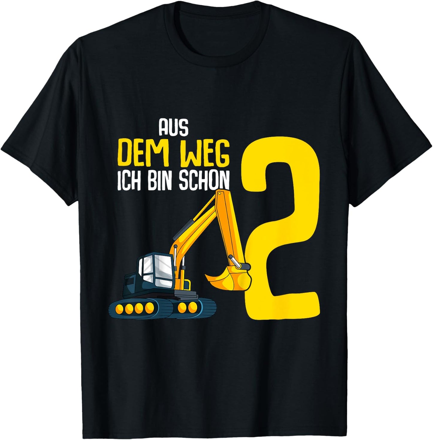 Kids 2nd Birthday Digger Digger Driver 2 Years Kids Boy , black T-Shirt - T-Shirt | Black
