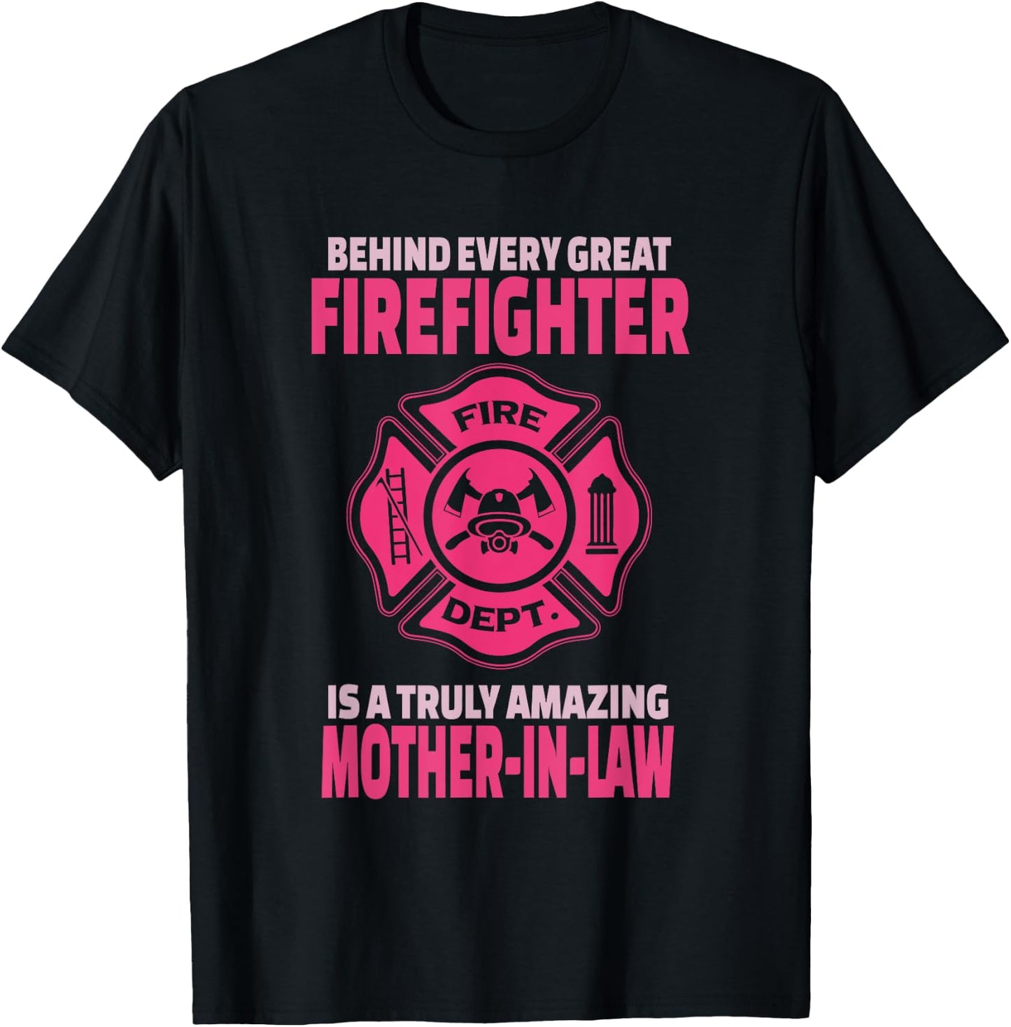 Firefighter Mother-In-Law - Support Daughter or Son-In-Law T-Shirt - T-Shirt | Black