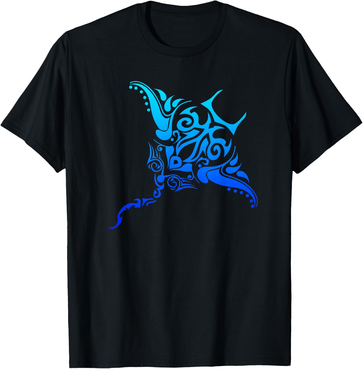 Hawaiian Tribal Stingray Polynesian Tattoo Style Vacation T-Shirt - T-Shirt | Black