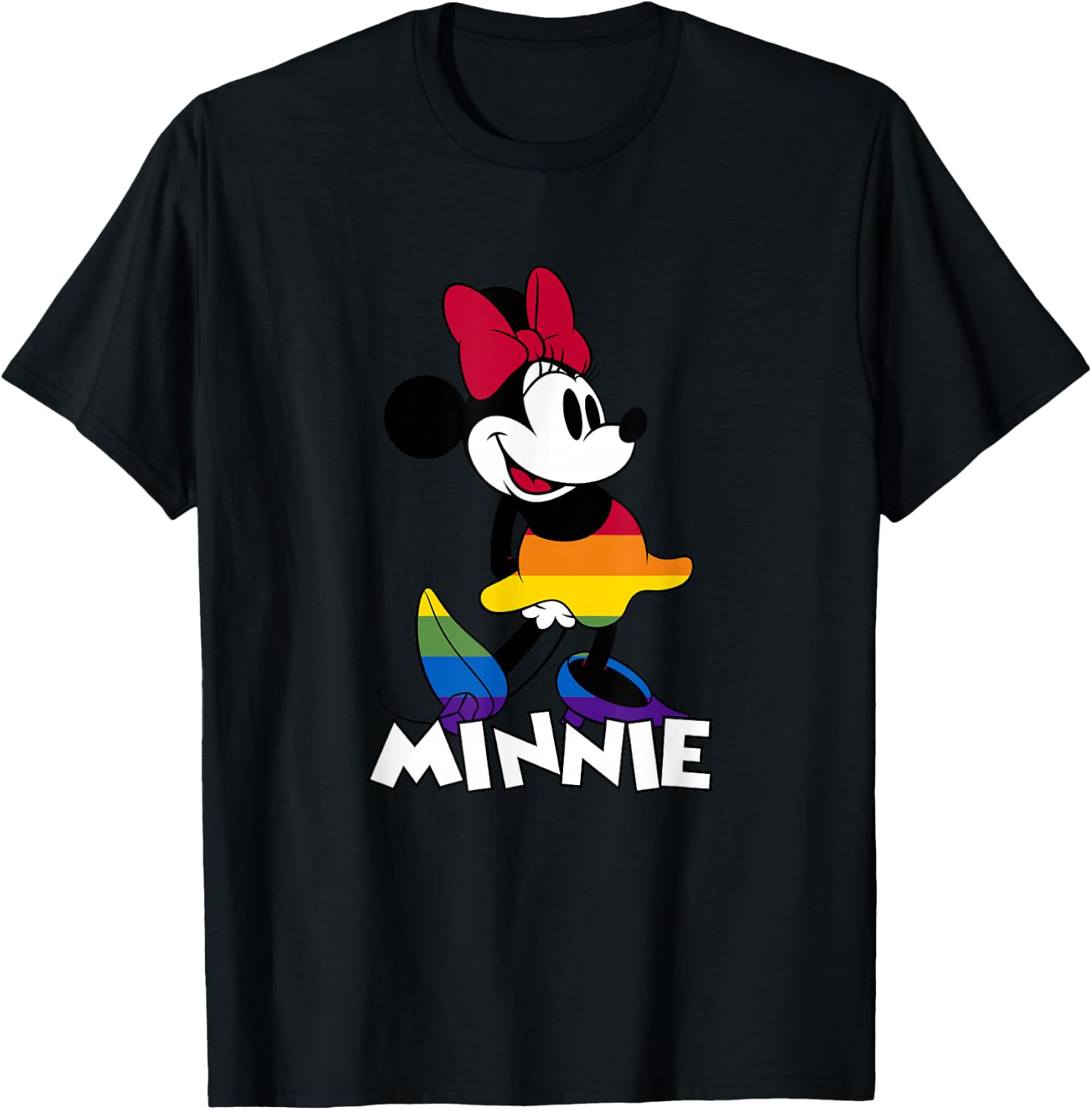 Disney Minnie Mouse Colorful Outfit T-Shirt - T-Shirt | Black