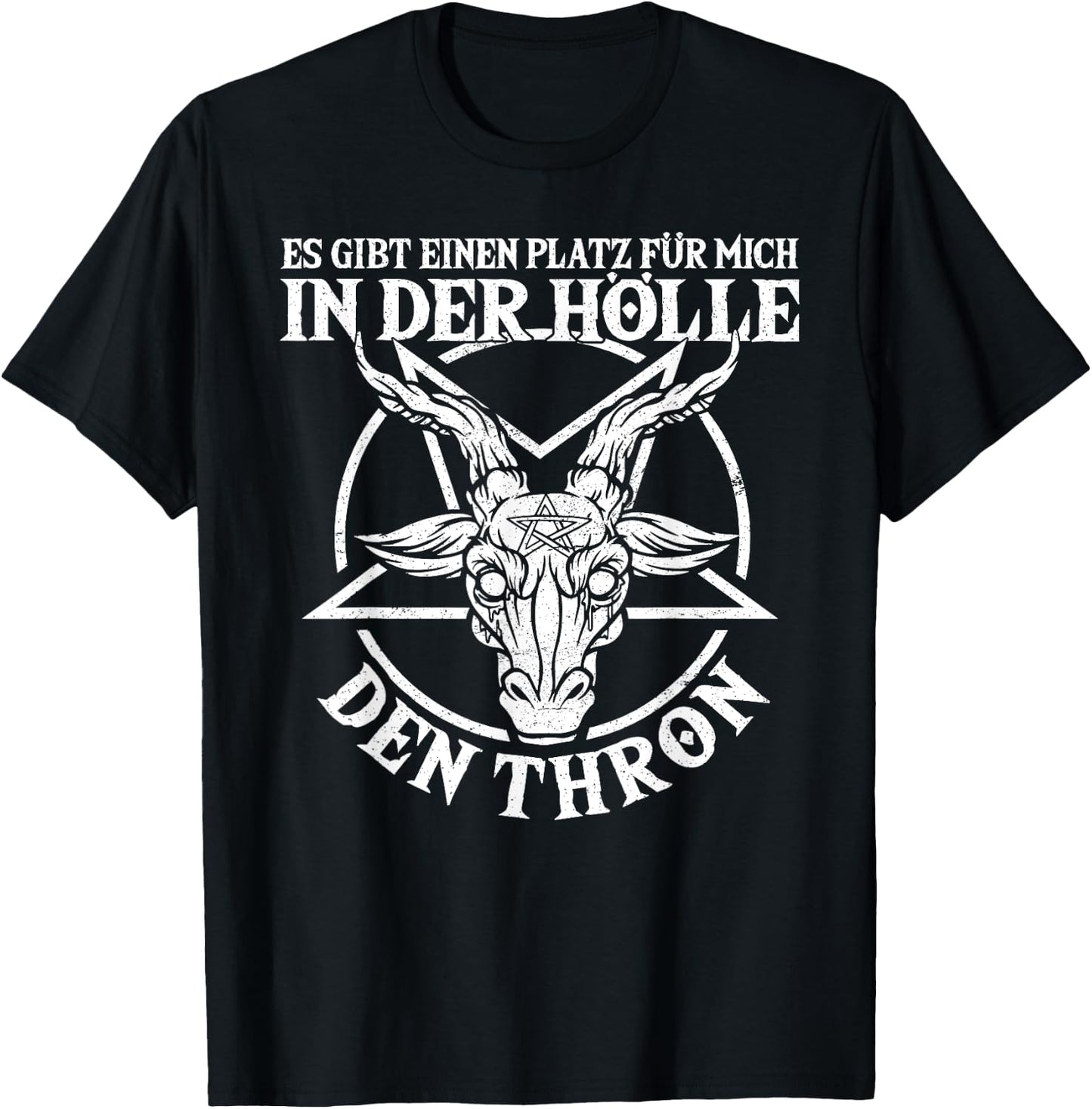 Baphomet & Satan with German Text "Platz In Der Hölle", Occult & Gothic, black, s T-Shirt - T-Shirt | Black