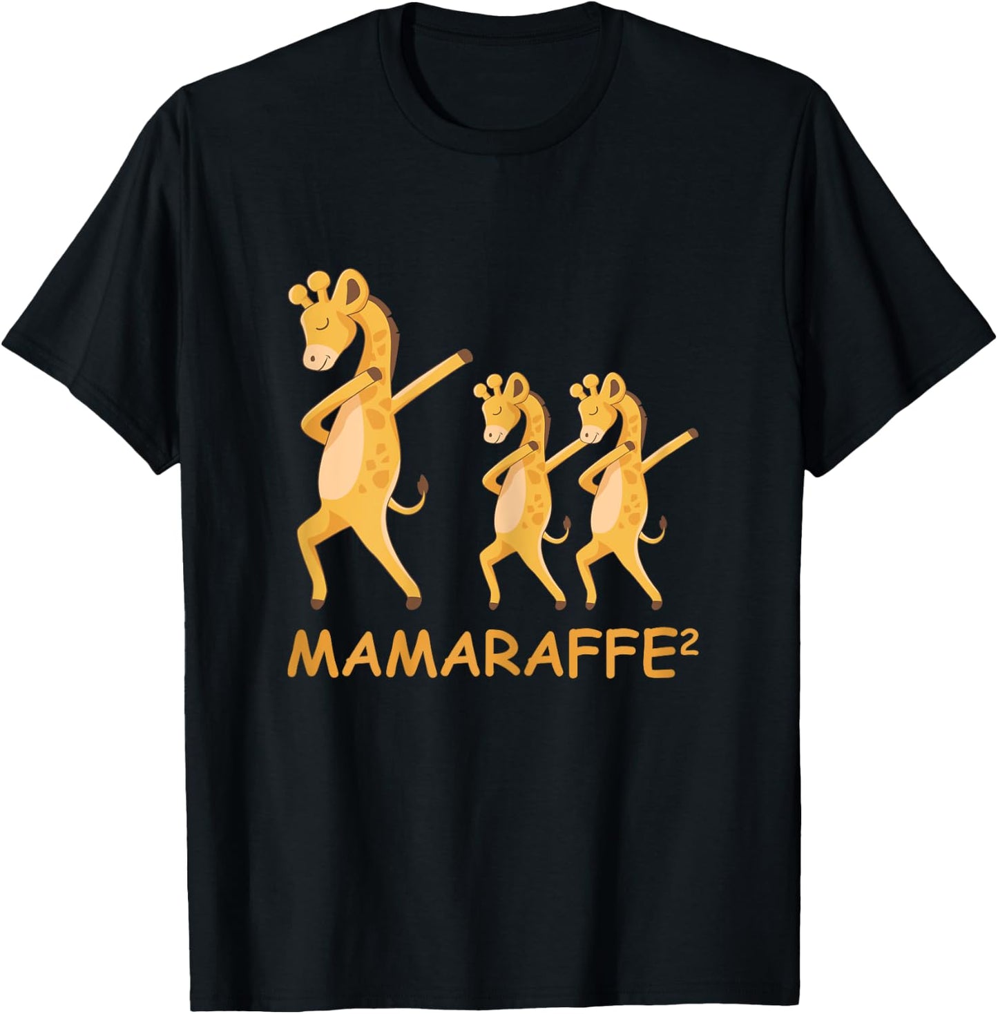 Dabbing Mamaraffe Giraffe Mom of Twins T-Shirt - T-Shirt | Black