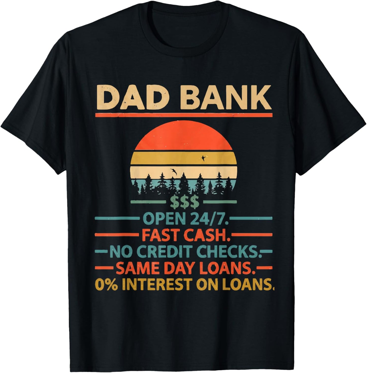 Vintage Dad Bank No Credit Checks Funny Father's Day T-Shirt - T-Shirt | Black