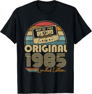 Original 1985 Vintage Birthday 40 Years Men and Women , Black, S T-Shirt - T-Shirt | Black