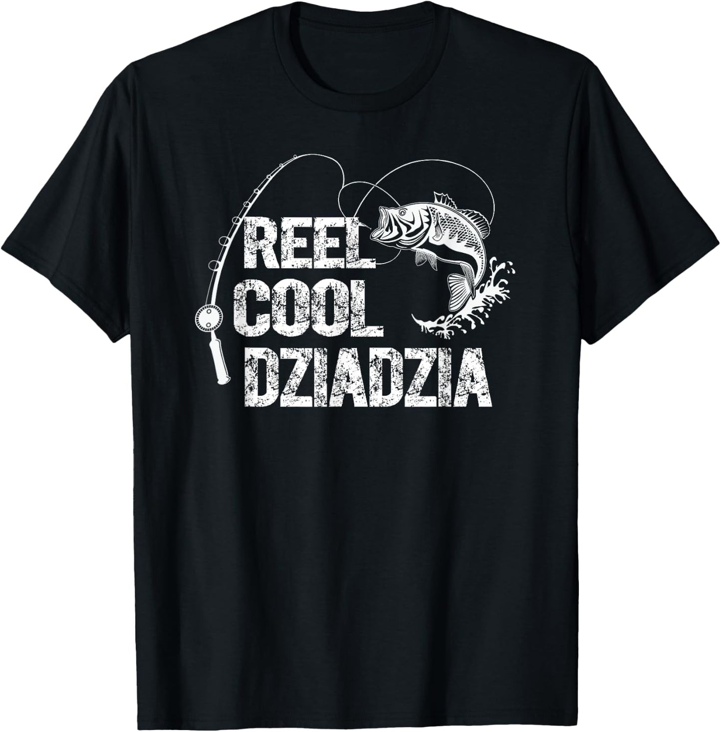 Reel Cool Dziadzia Design with Fish and Fishing Rod Grandpa T-Shirt - T-Shirt | Black