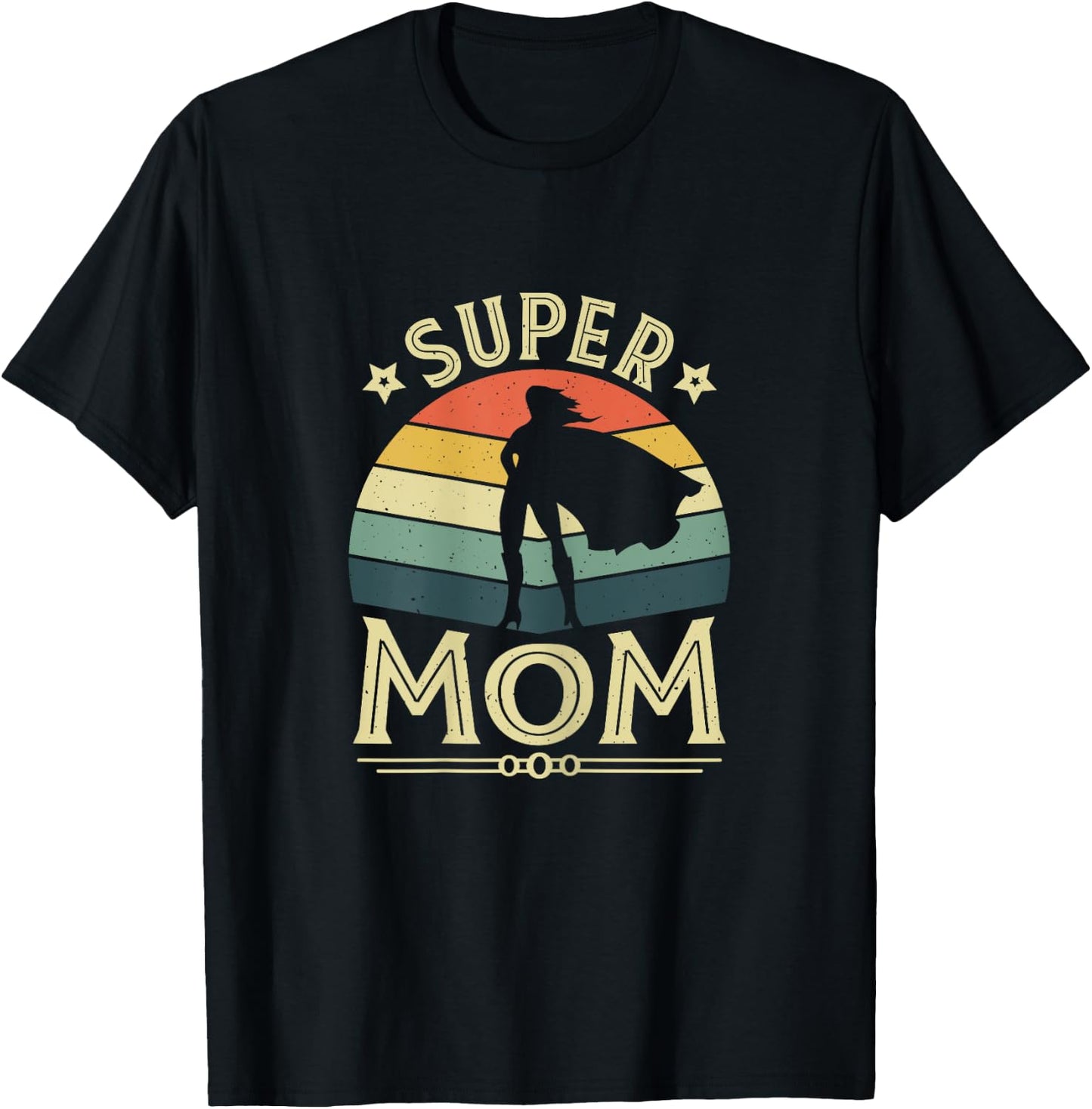 Super Mom Mama Mothers Day Mommy Vintage Mom T-Shirt - T-Shirt | Black