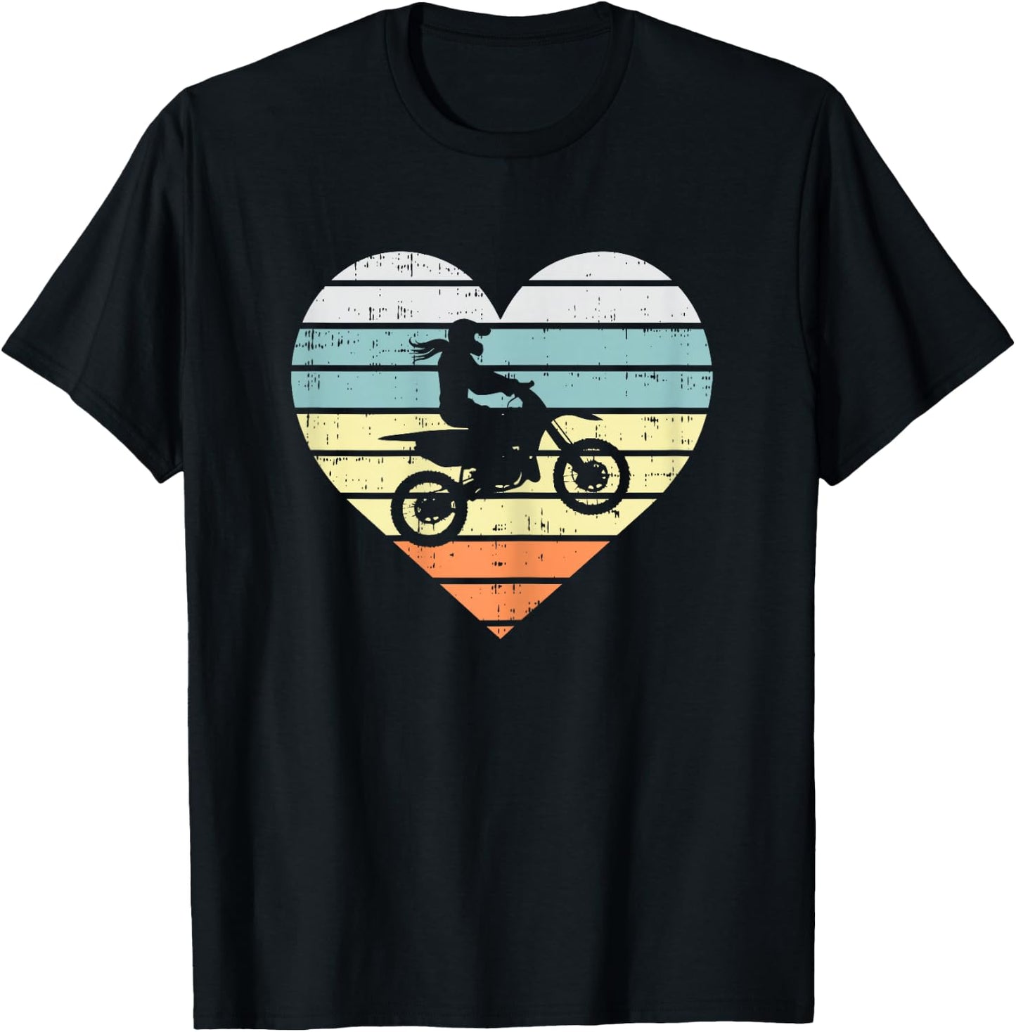 Dirt Biker Girl Heart Retro Motocross Racing Riding Gift T-Shirt - T-Shirt | Black