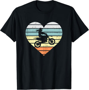Dirt Biker Girl Heart Retro Motocross Racing Riding Gift T-Shirt - T-Shirt | Black