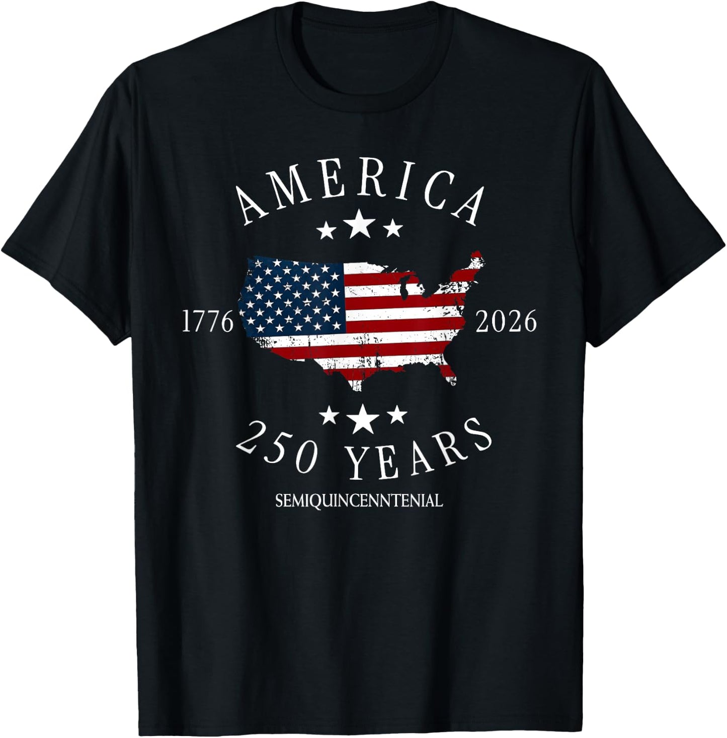 USA America 1776-2026 Happy 4th of July 250 Years Freedom T-Shirt - T-Shirt | Black