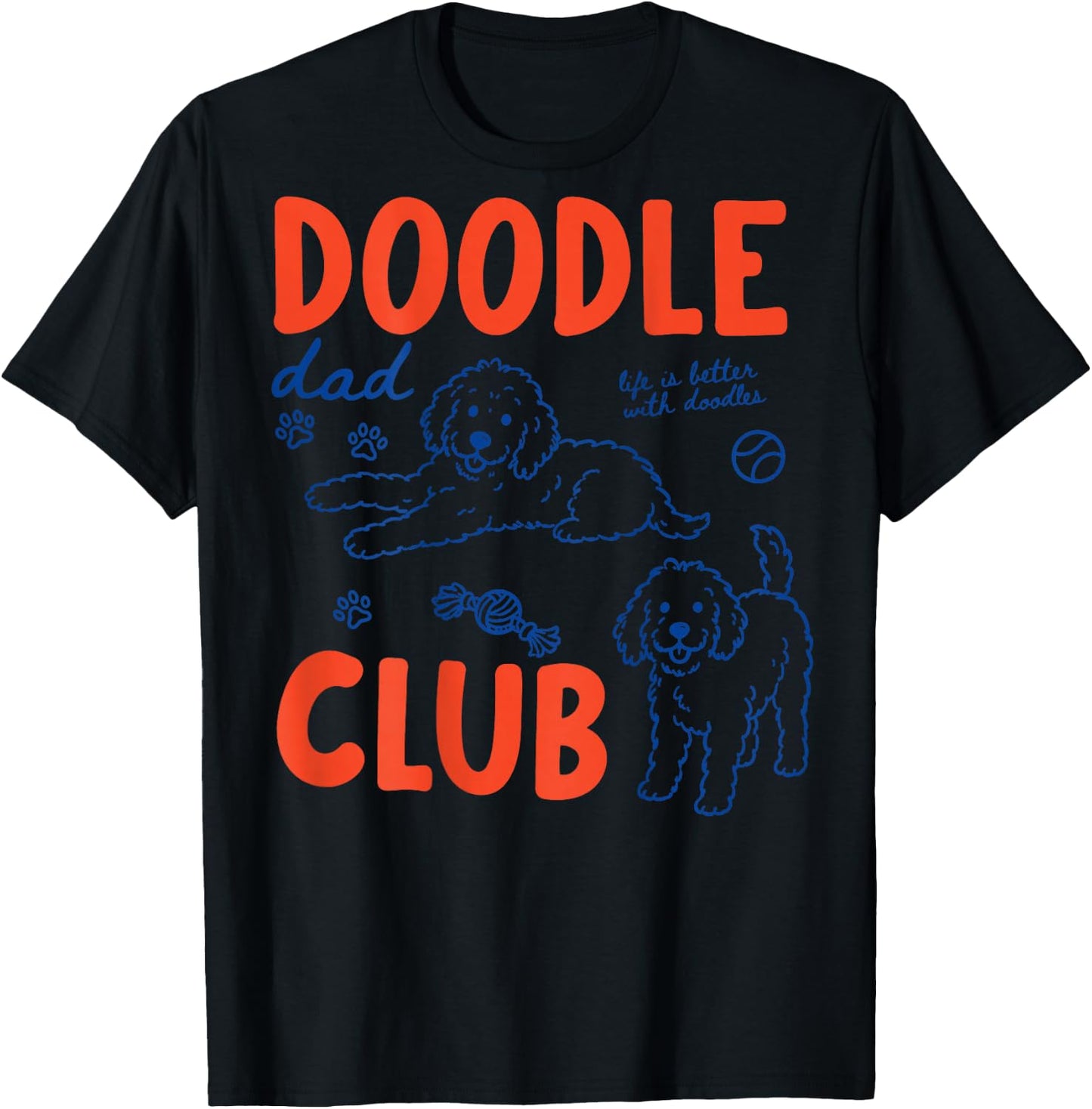 (ON Back) Doodle Dad Club Dog Dad Golden Doodle Father's Day T-Shirt - T-Shirt | Black