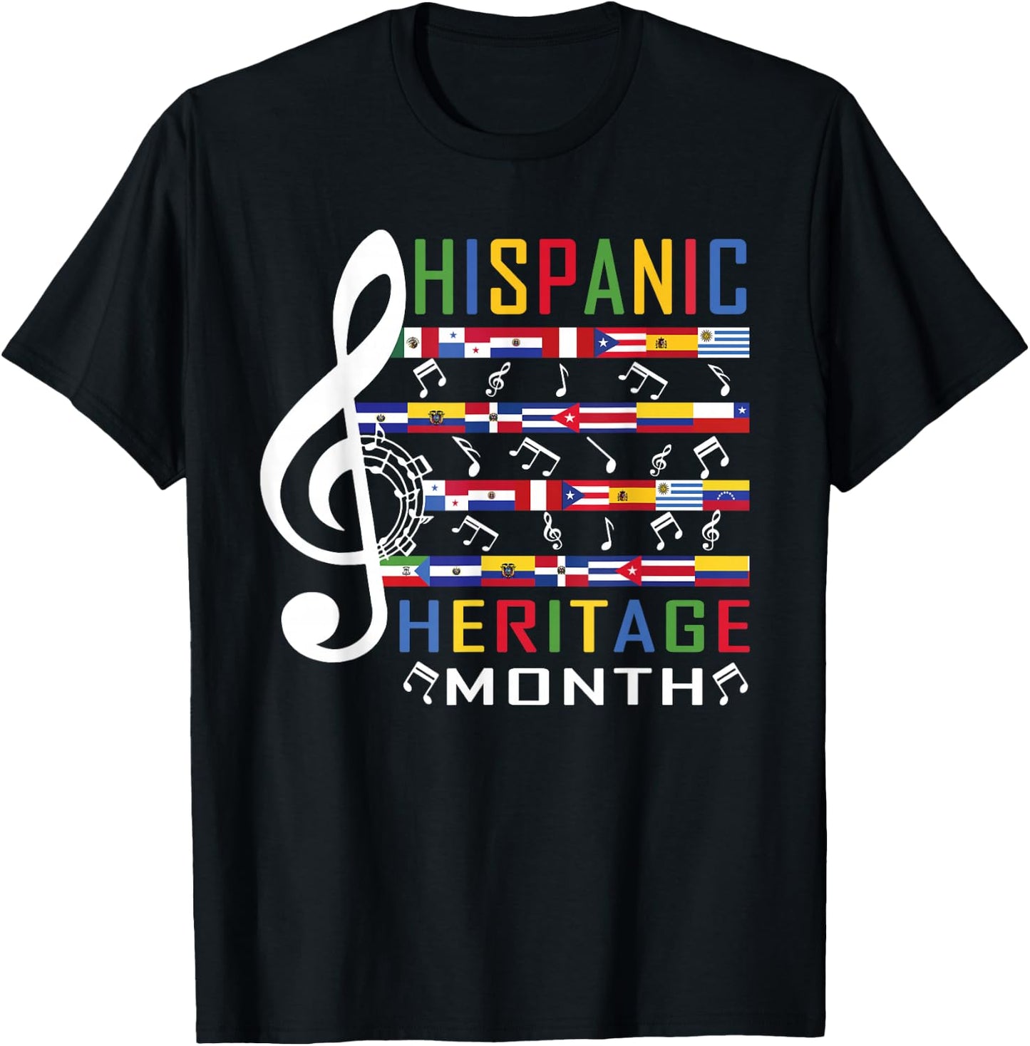 Music Teacher Kid National Hispanic Heritage Month T-Shirt - T-Shirt | Black