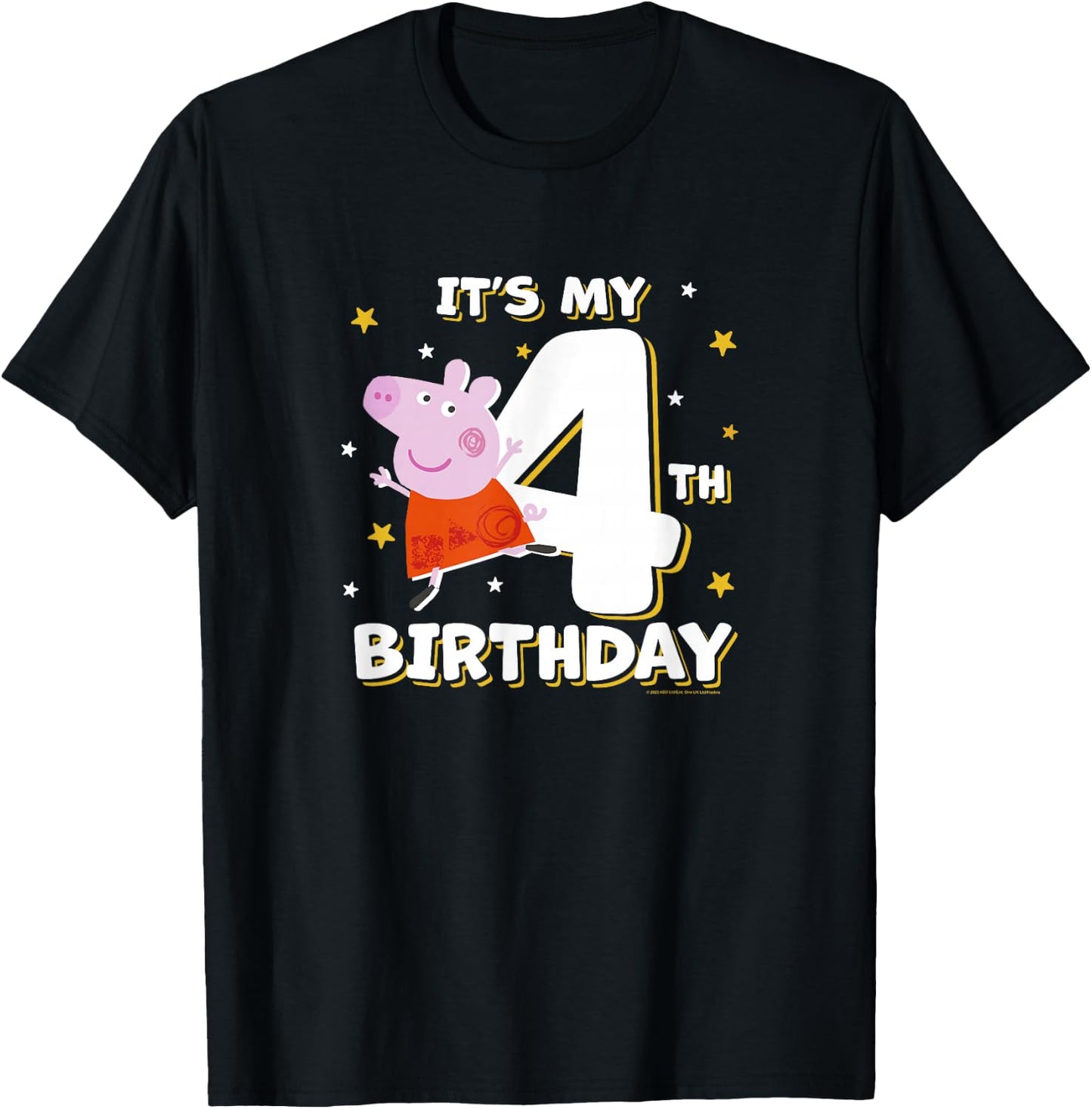Peppa Pig It's My 4th Birthday Holiday Stars Celebration T-Shirt - T-Shirt | Black