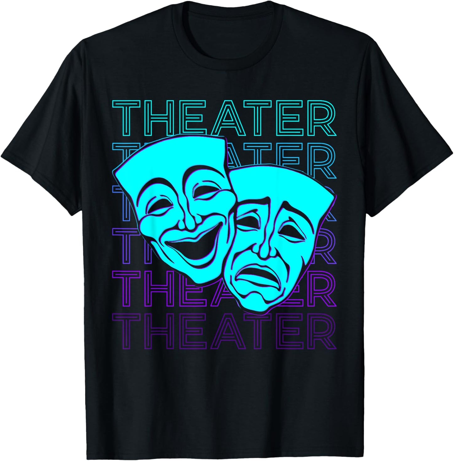 Theatermasken Retro T-Shirt - T-Shirt | Black