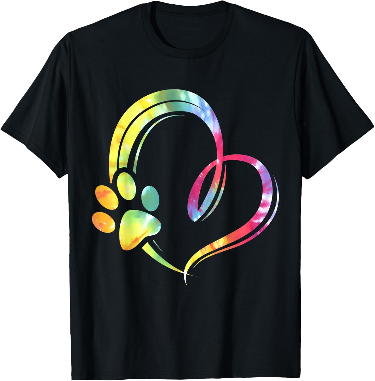 Watercolored Paw and Heart Design Dog Lover Women T-Shirt - T-Shirt | Black