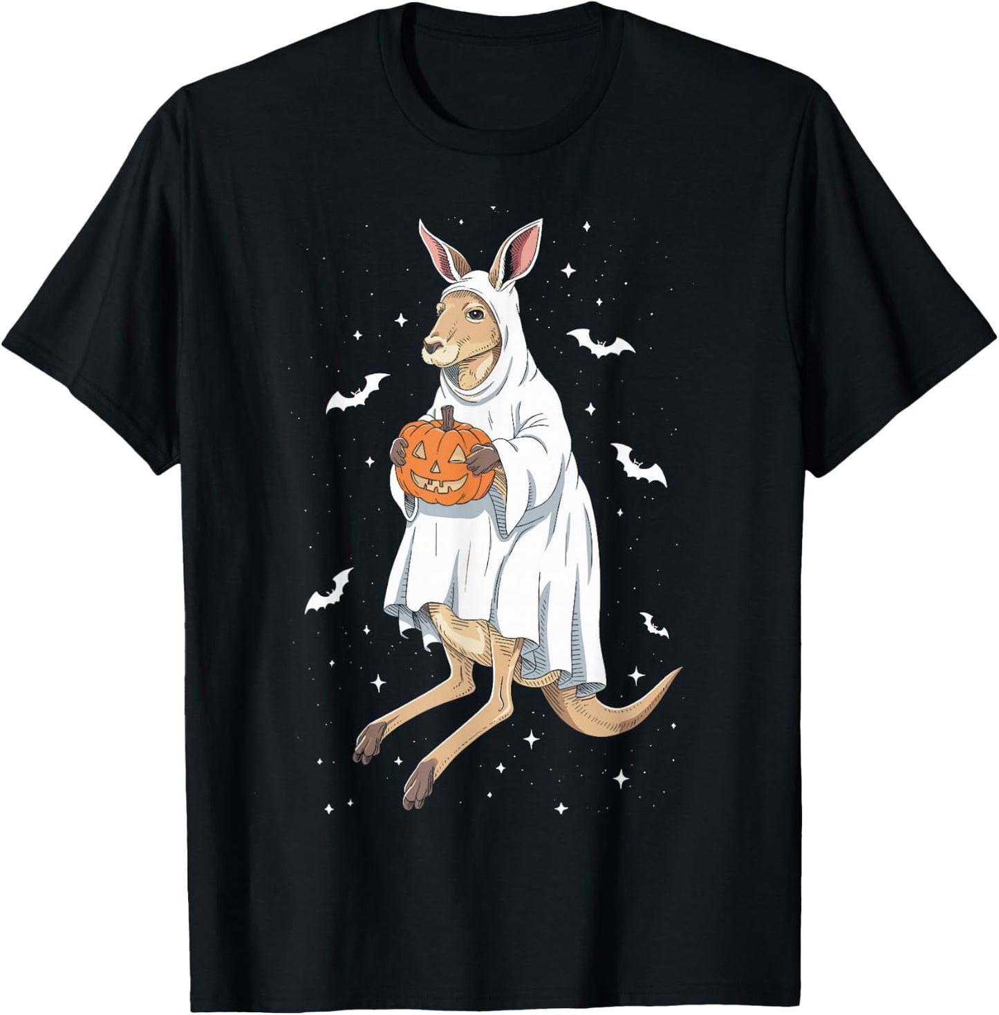 Funny Ghost Kangaroo Lovers Spooky Halloween Costume T-Shirt - T-Shirt | Black