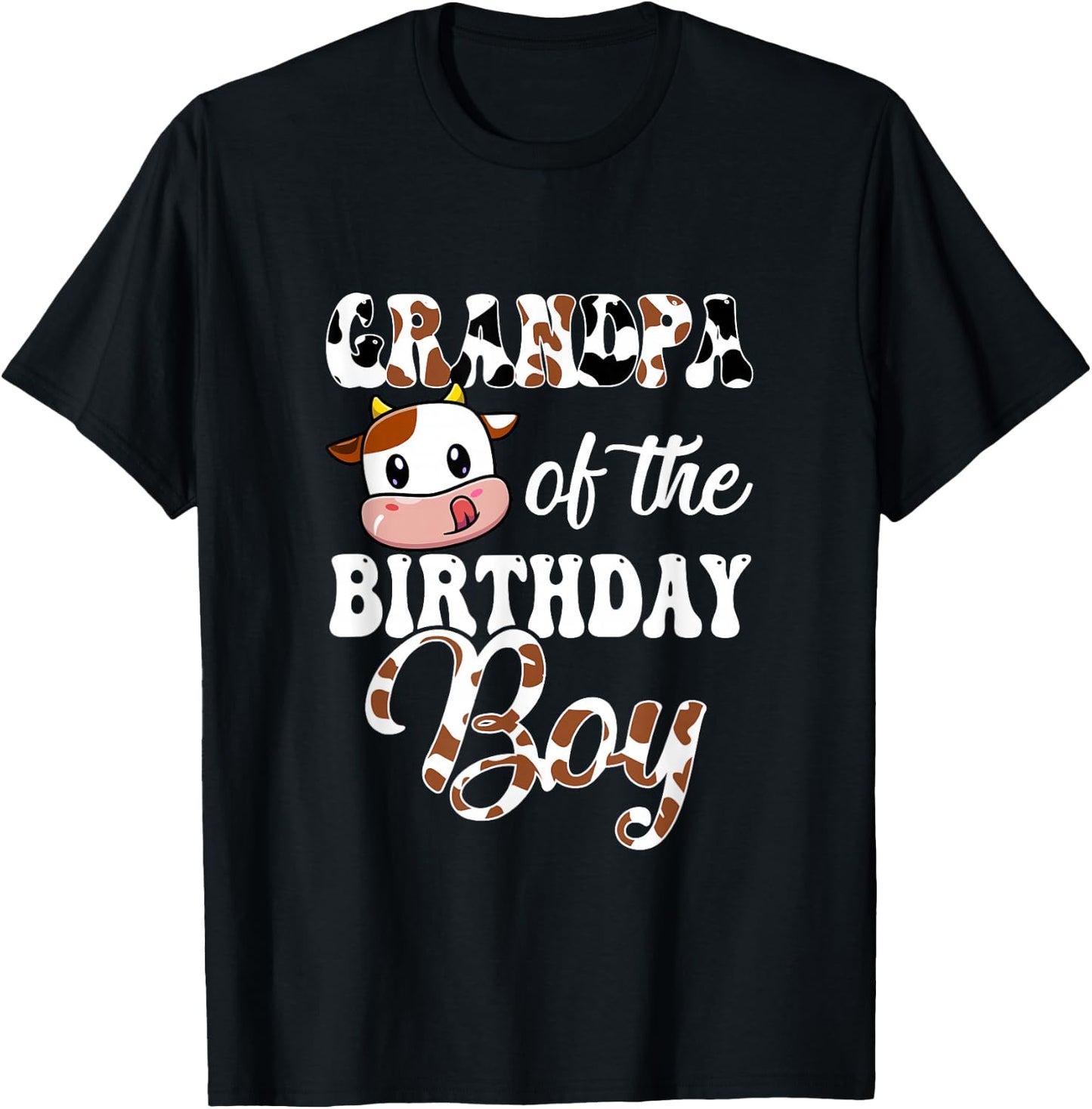 Grandpa Of The Birthday Boy Cow Farm 1St Birthday Boy T-Shirt - T-Shirt | Black