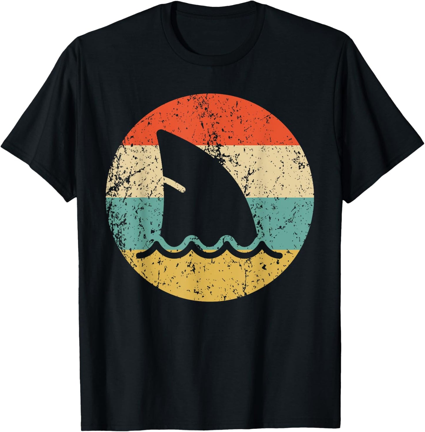 Shark Fin Retro Style Shark T-Shirt - T-Shirt | Black