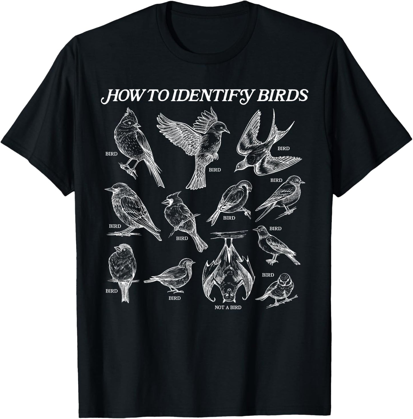 How to Identify Birds T-Shirt - T-Shirt | Black