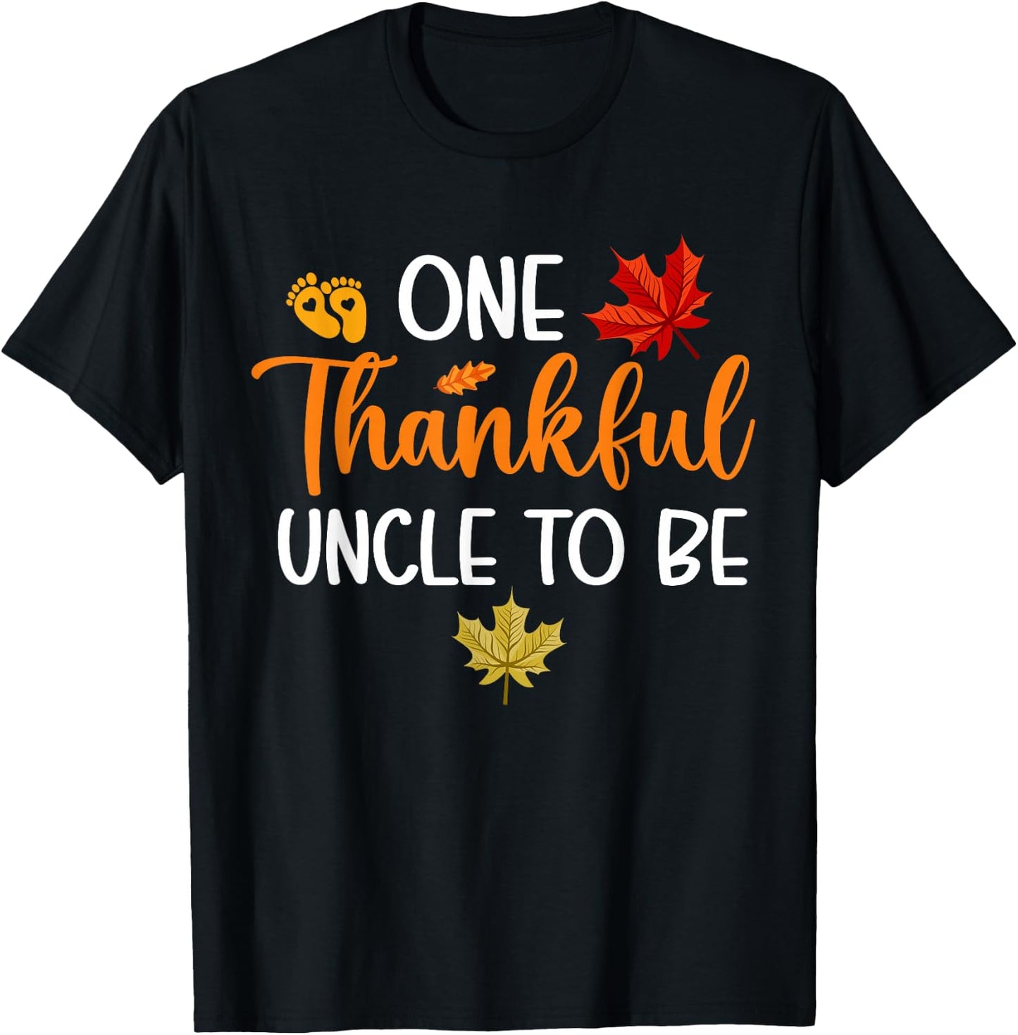 Thanksgiving Pregnancy Announcement Family Outfits One Thankful Uncle To Be Black Women's Small Modern Classic Thanksgiving Letter Print T-Shirt - T-Shirt | Black