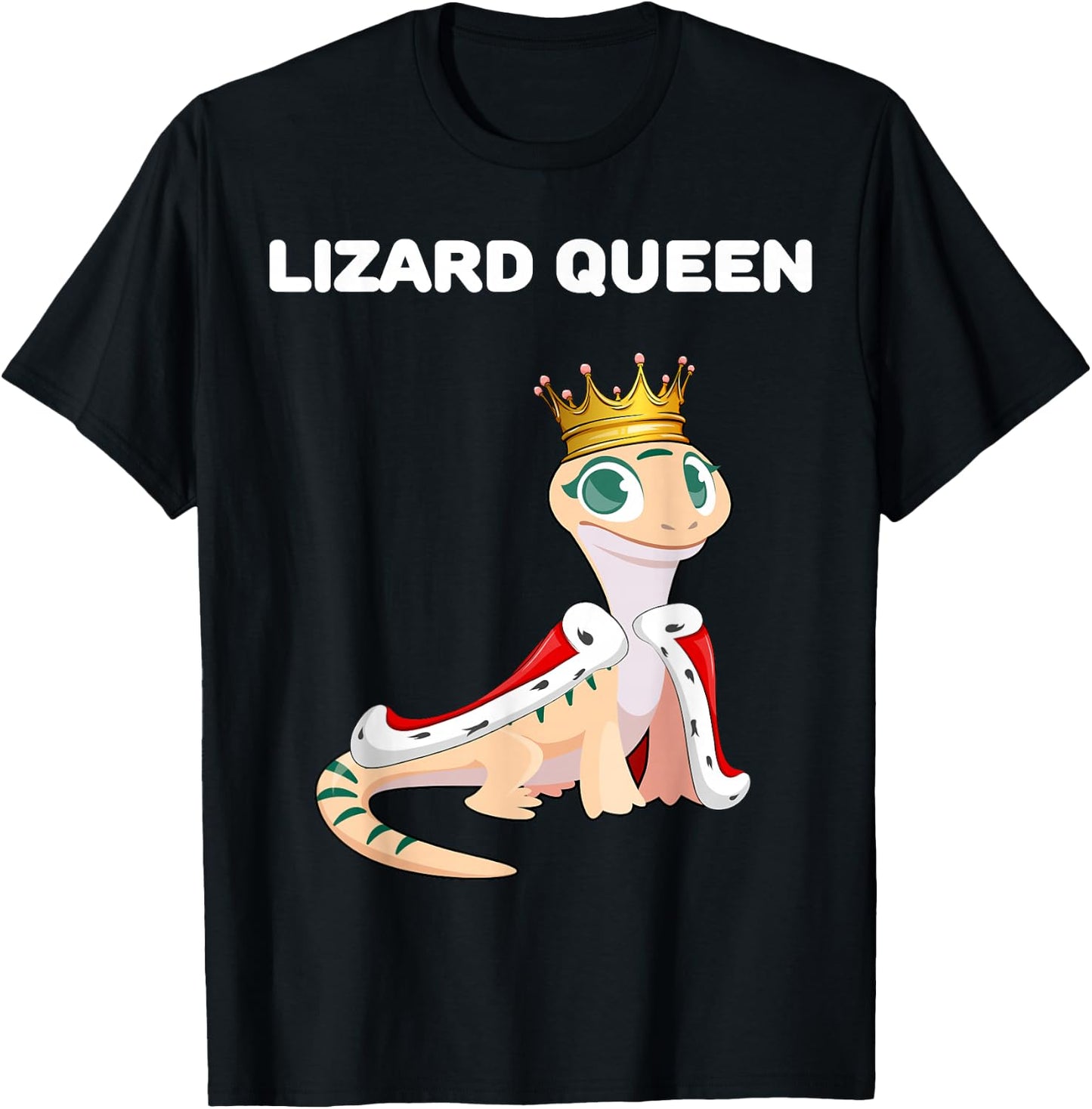 Lizard Queen | Lizard Design | Girls Lizard T-Shirt - T-Shirt | Black