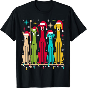 Retro Mid-Century Modern Dogs 50s 60s Style Christmas T-Shirt - T-Shirt | Black