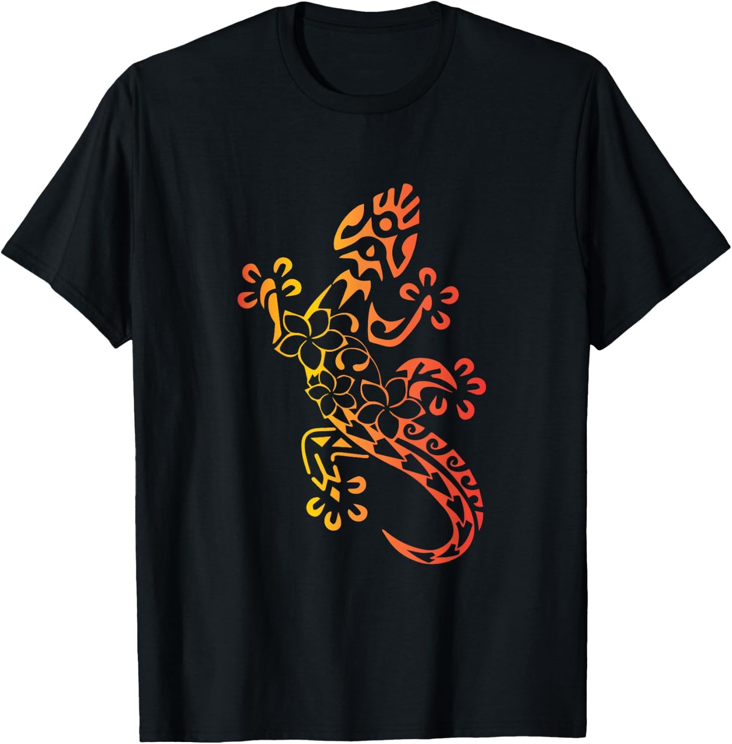 Hawaii Tribal Gecko Lizard Hawaiian Gecko Lover T-Shirt - T-Shirt | Black