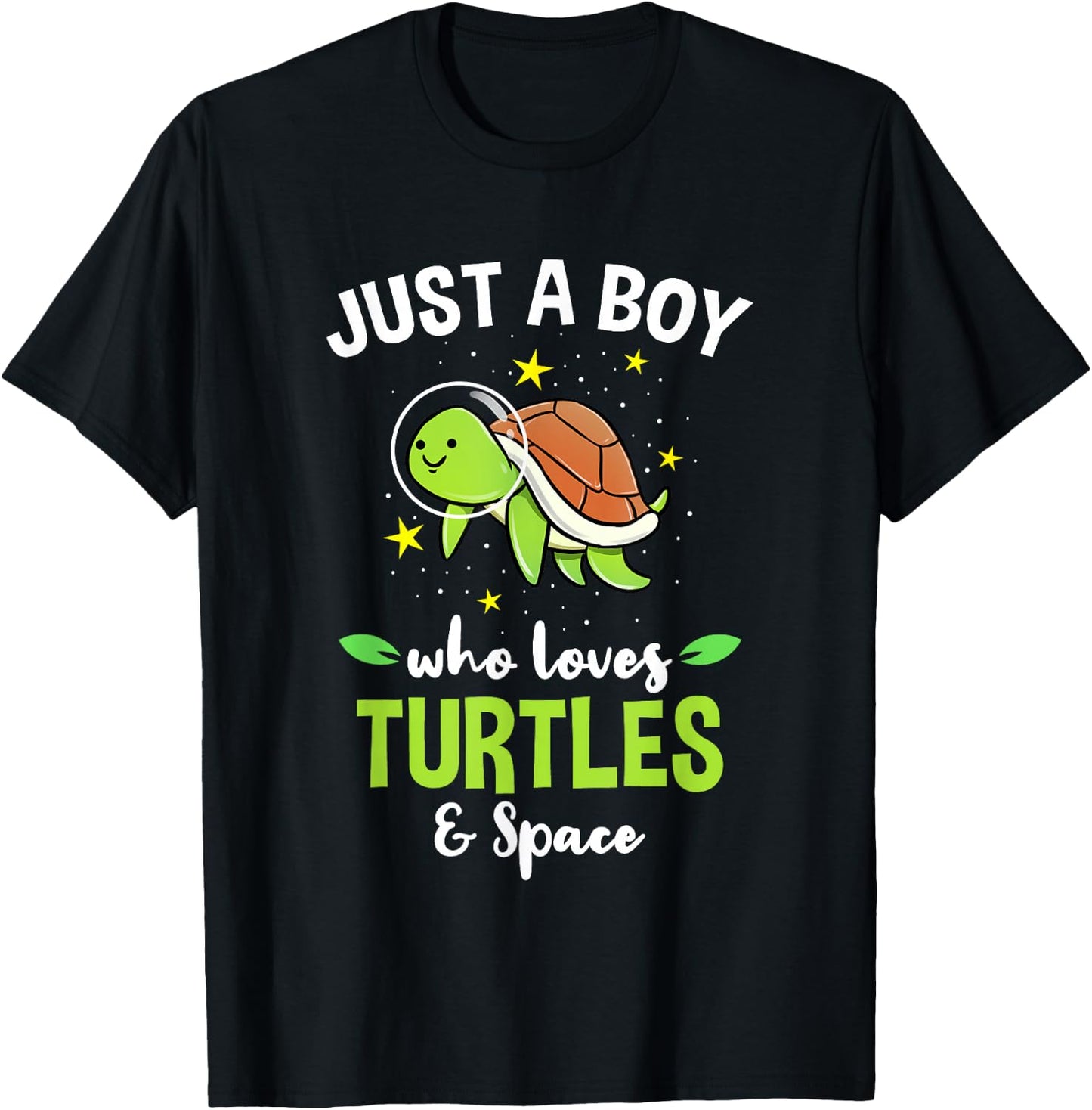 Just A Boy Who Loves Turtles And Space T-Shirt - T-Shirt | Black