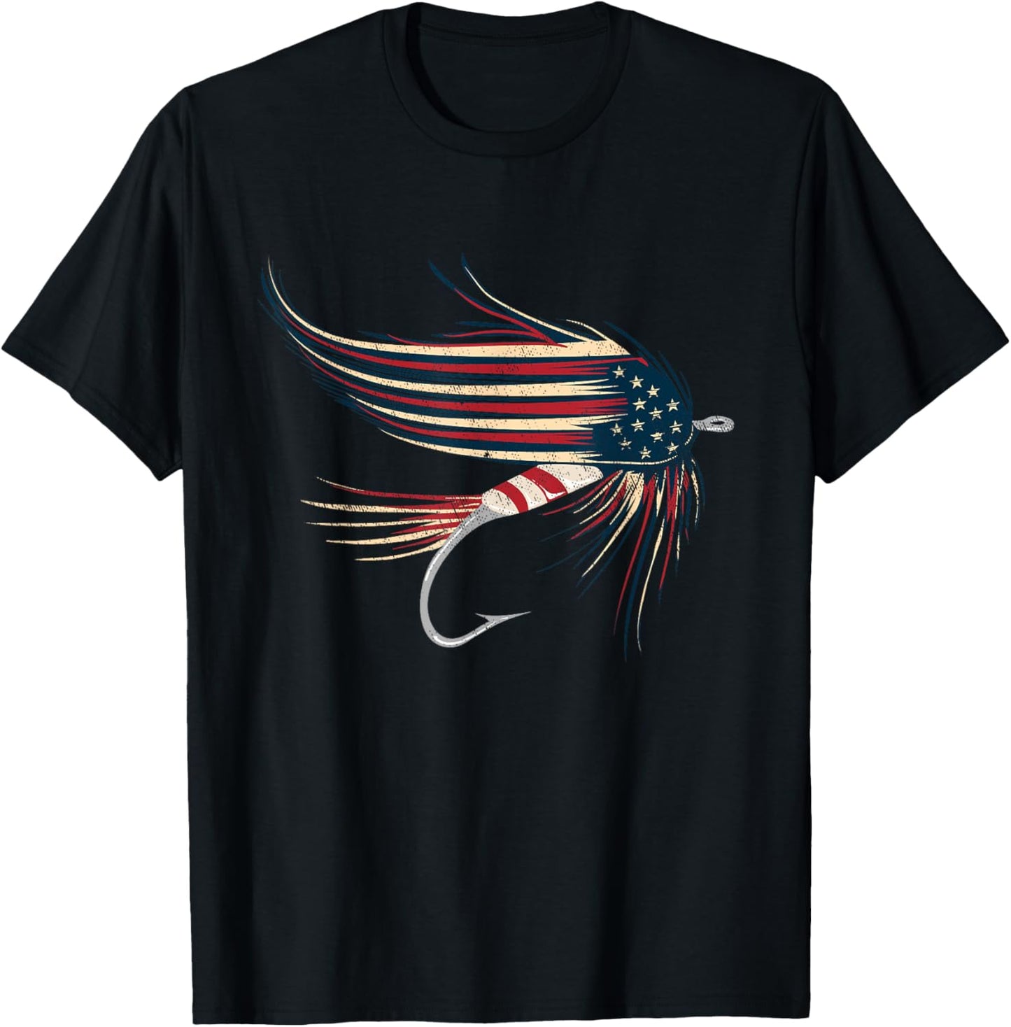 American Flag Salmon Fly Kids Men T-Shirt - T-Shirt | Black