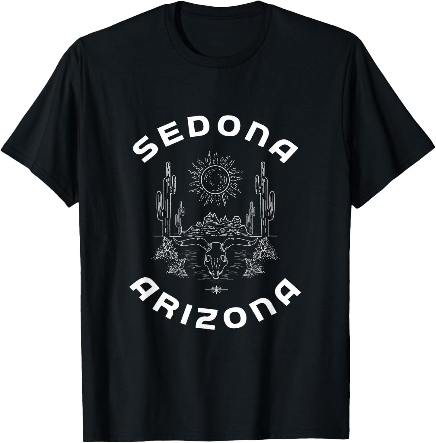 Retro Desert Cactus At Sunset Arizona Sedona Travel Souvenir T-Shirt - T-Shirt | Black