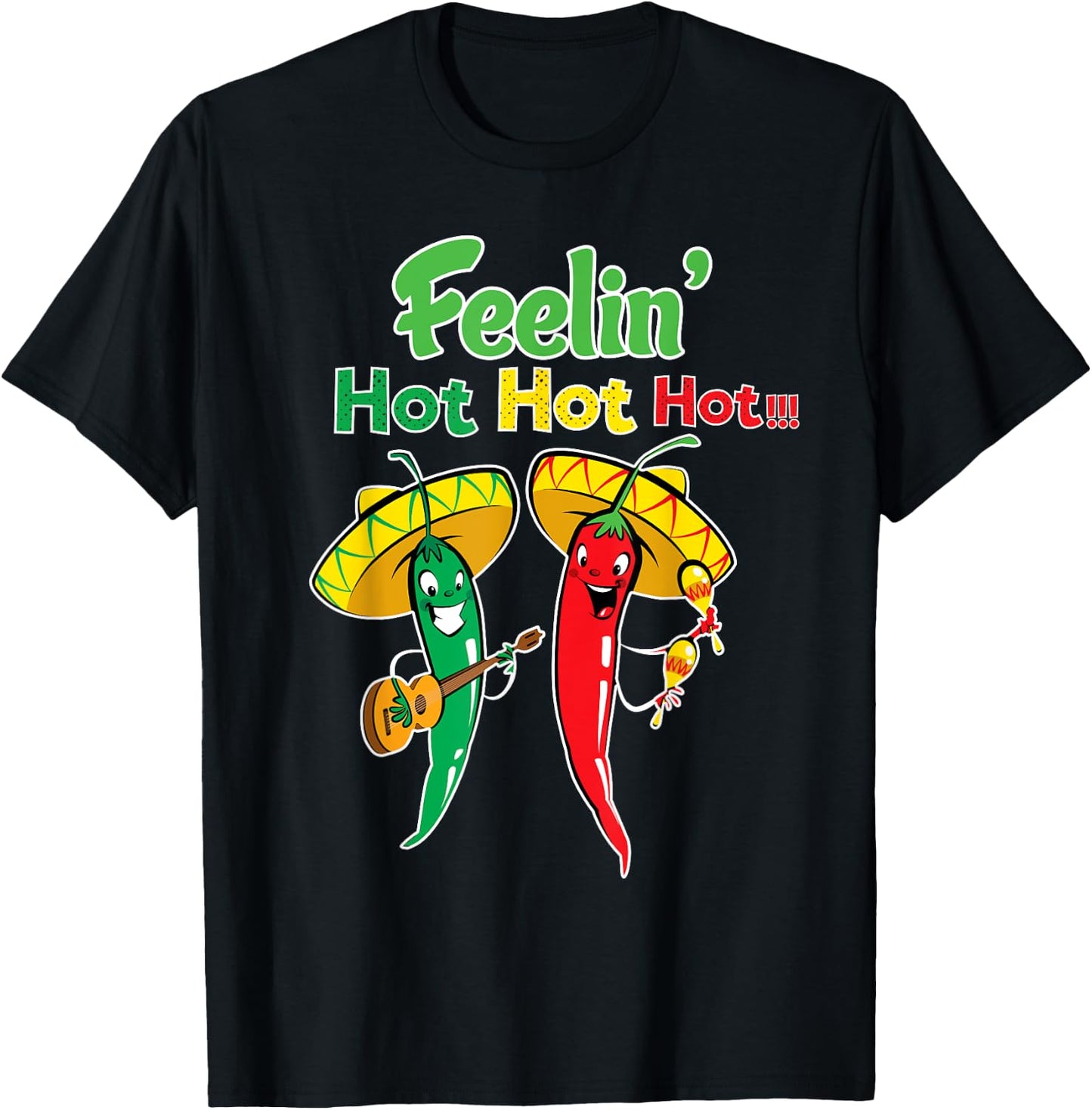 Funny Chilli Shirt-Feeling Hot Hot Hot- Chilli pepper shirt T-Shirt - T-Shirt | Black