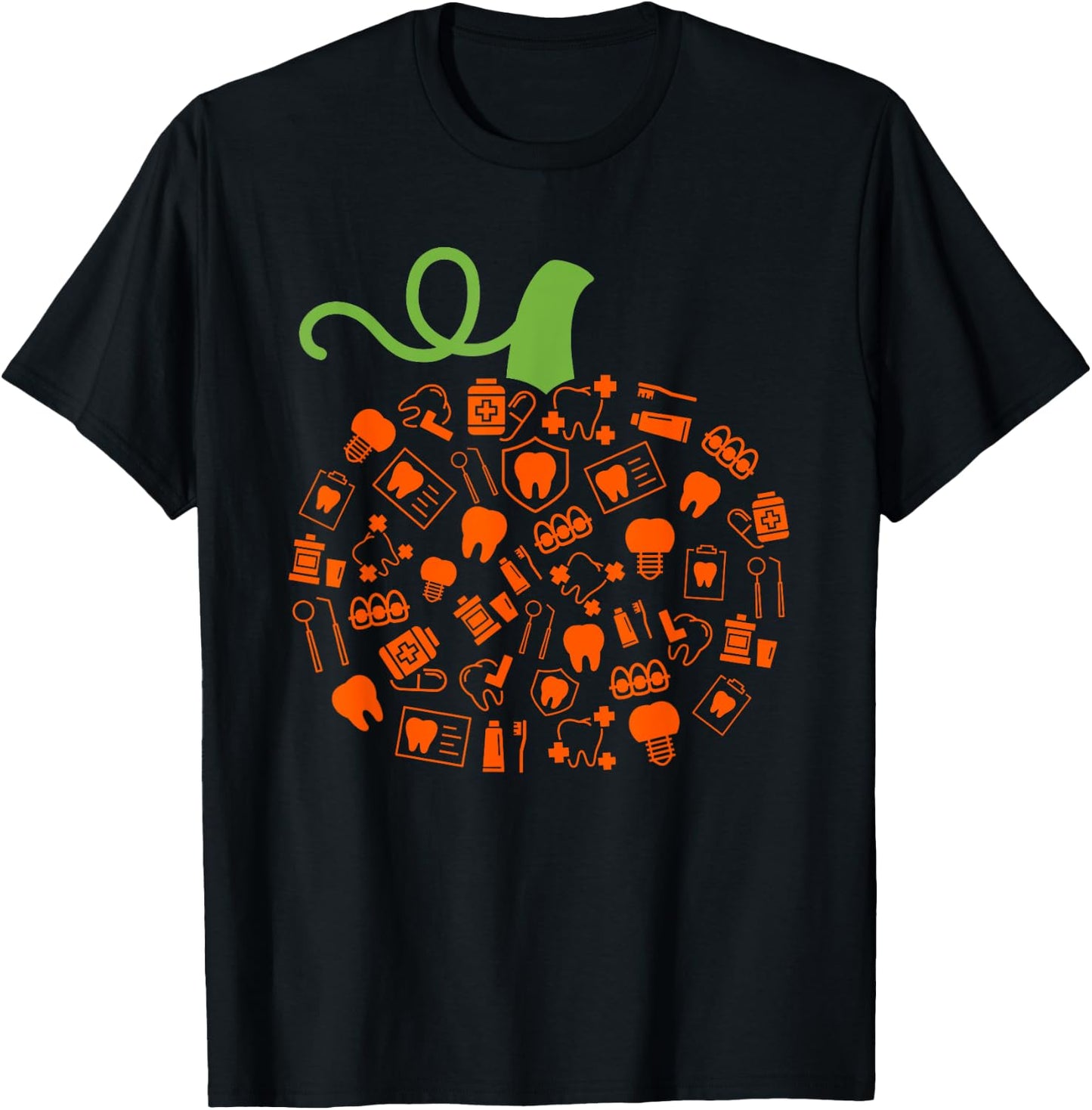 Teeth Ghost Pumpkin Witch Dental Halloween Dentist Dental T-Shirt - T-Shirt | Black