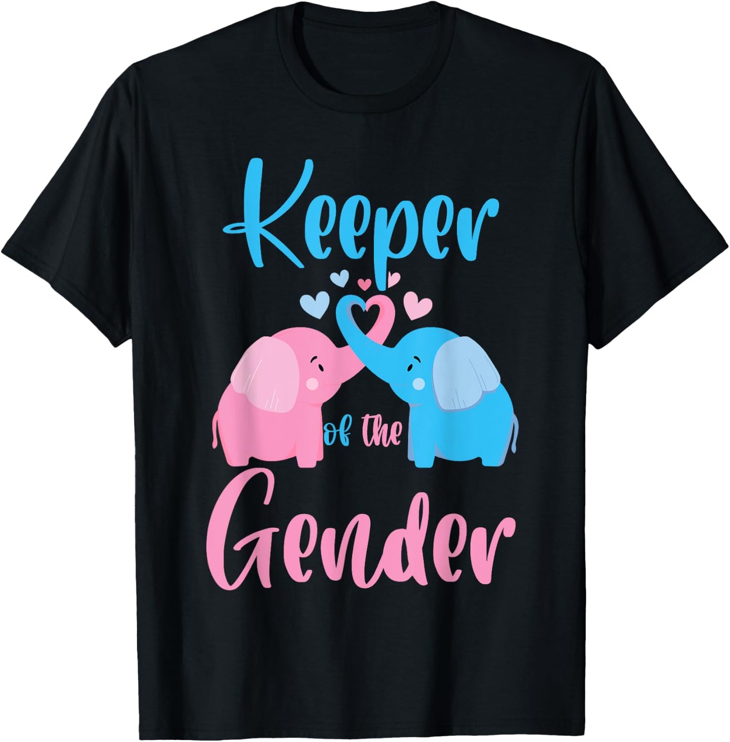 Keeper of the Gender Elephant in blue and pink - party idea T-Shirt - T-Shirt | Black