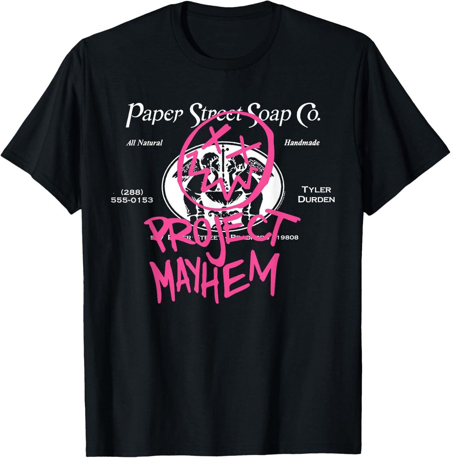 Fight Club 1999 Movie Official Tyler Durden Project Mayhem , Black, S T-Shirt - T-Shirt | Black
