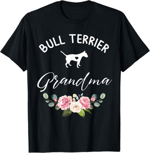 Bull Terrier Dog Grandma Silhouette Mother's Day Men Women T-Shirt - T-Shirt | Black