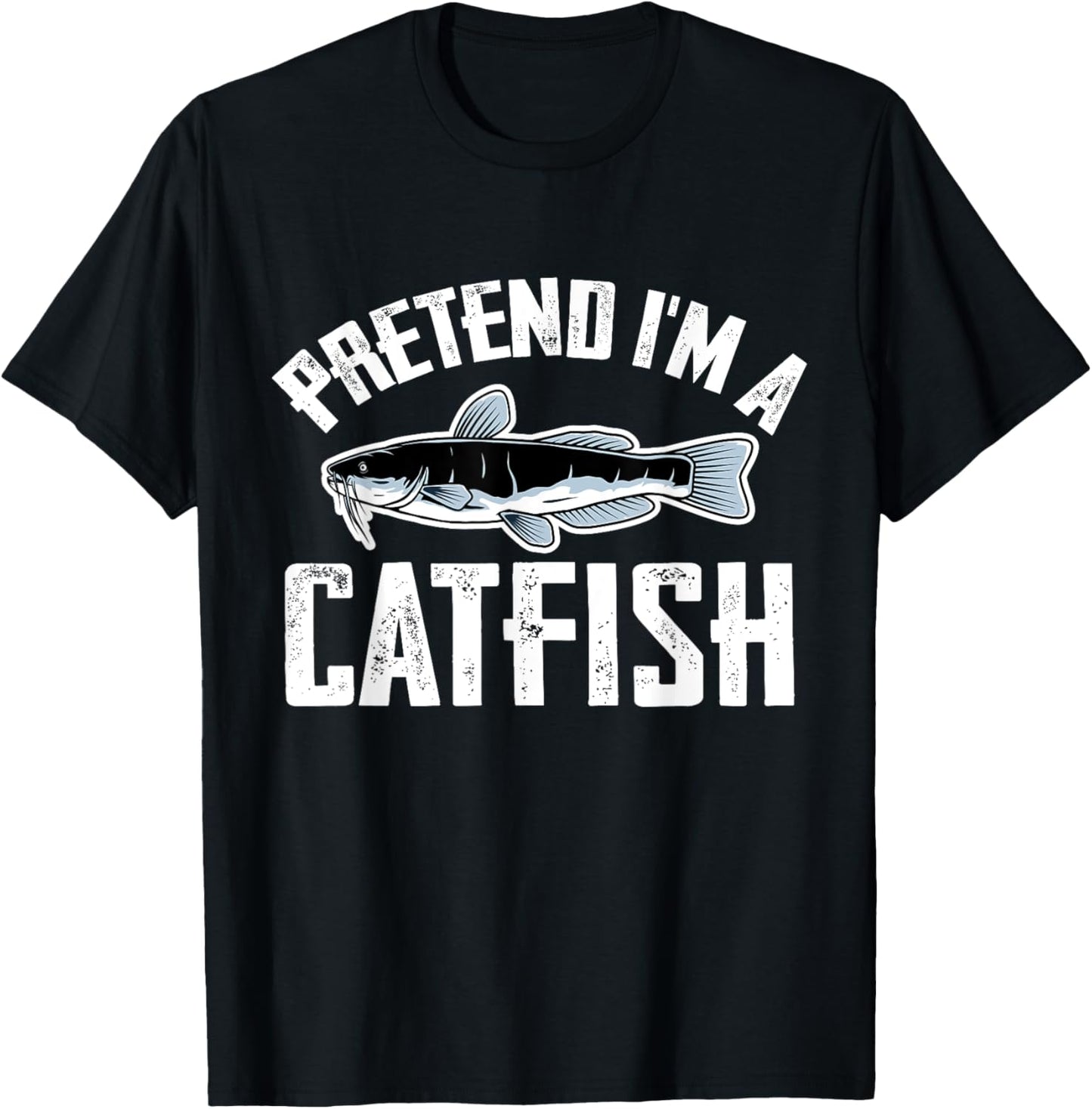 Pretend I'm A Catfish Easy Costume Funny Catfish Halloween T-Shirt - T-Shirt | Black