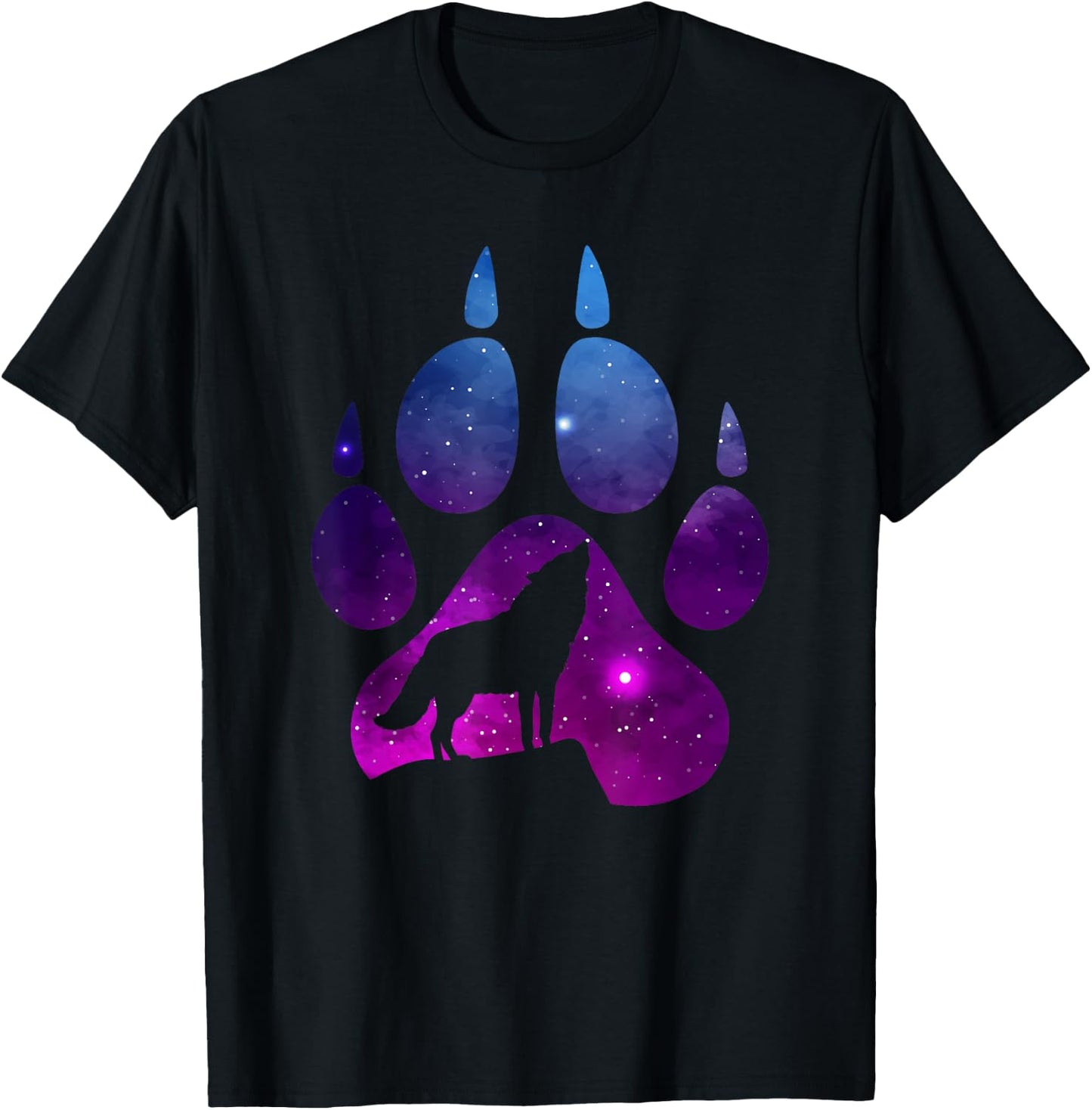 Wolf Paw Stars Wolves T-Shirt - T-Shirt | Black