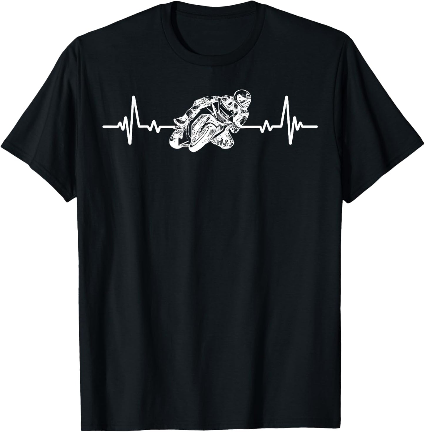 Motorcycle Racing Heartbeat Motorcycle Racing Biker Humour T-Shirt - T-Shirt | Black