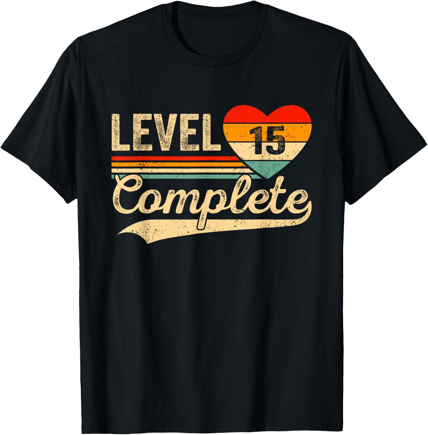 Level 15 Complete 15 Years Video Gamer Wedding Anniversary T-Shirt - T-Shirt | Black