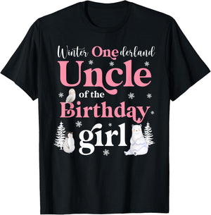 Uncle of The Birthday Girl Shirt Winter Onederland Family T-Shirt - T-Shirt | Black
