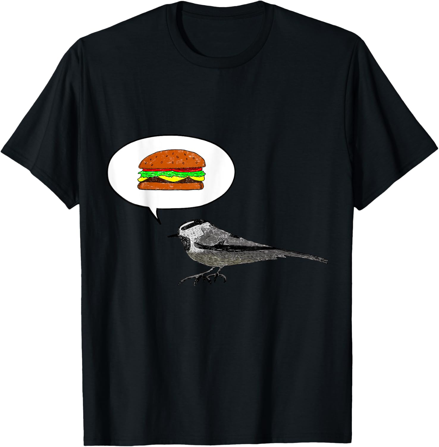 Thru Hiker - Cheeseburger Bird Mountain Chickadee PCT JMT T-Shirt - T-Shirt | Black