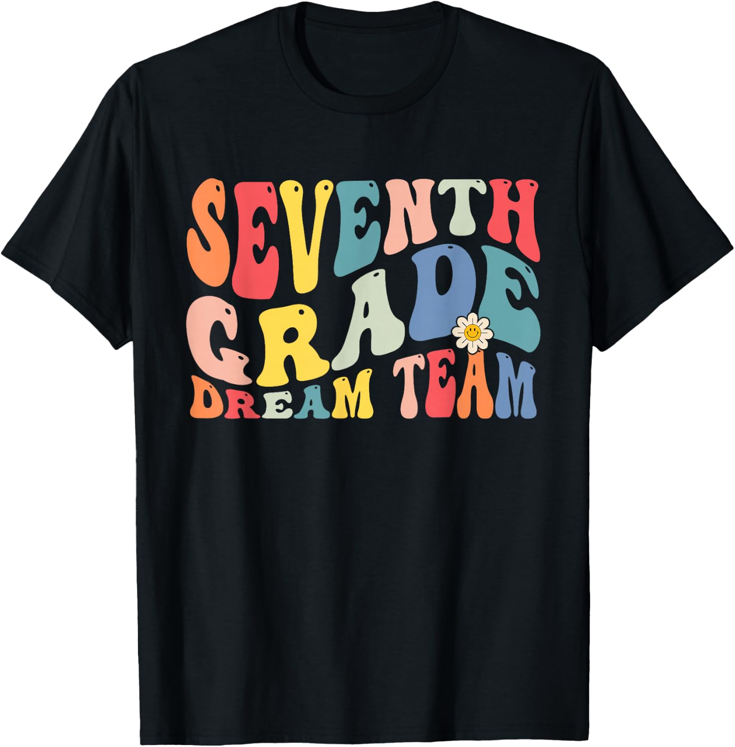 Dream Team 7th Grade Retro Back to School Teacher T-Shirt - T-Shirt | Black