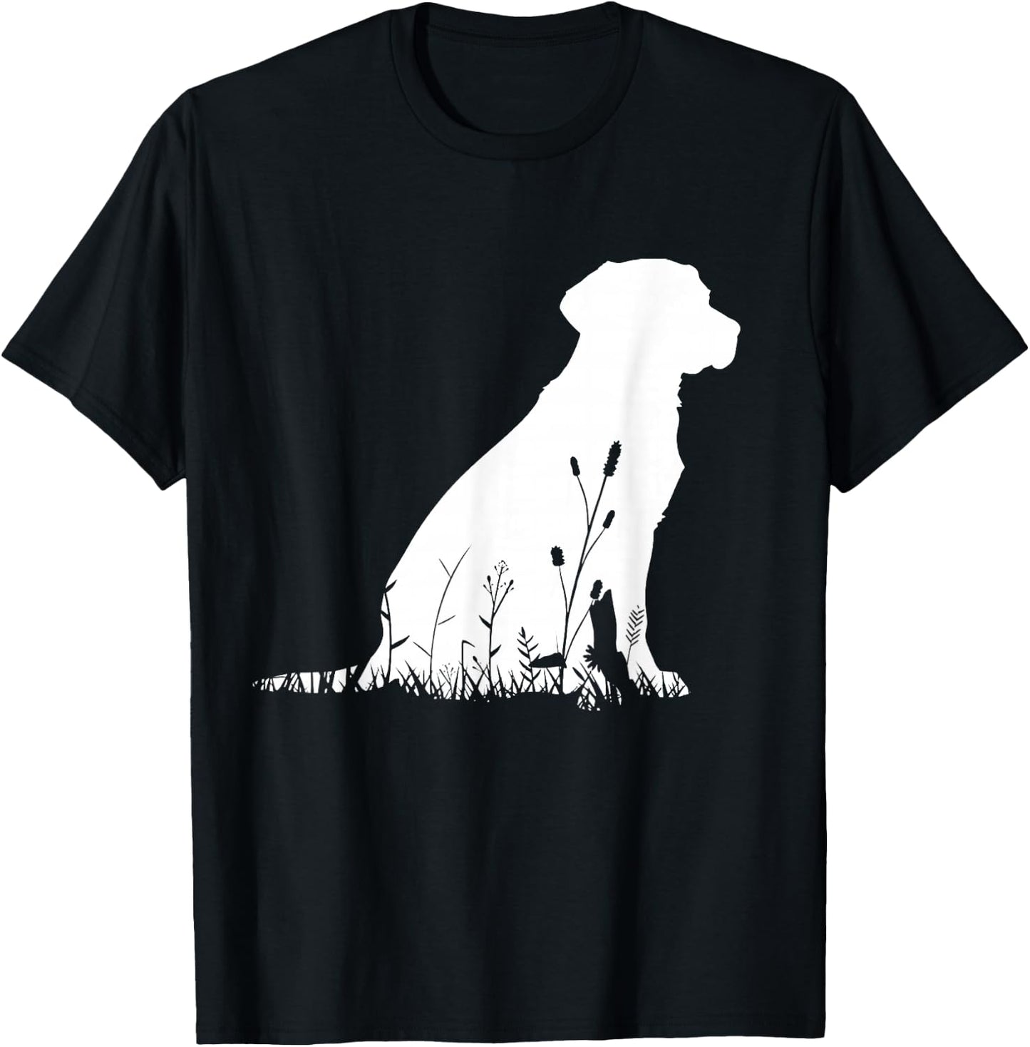 Labrador Retriever Wildflower Silhouette Labrador Dog Mom T-Shirt - T-Shirt | Black