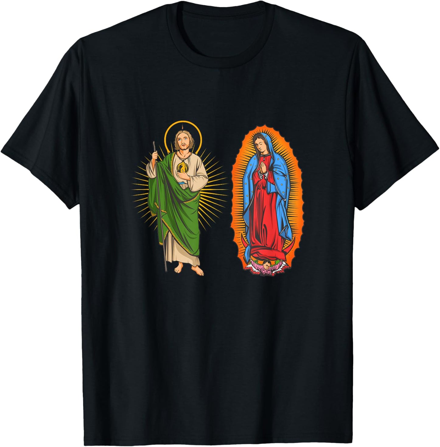 Virgen de Guadalupe con San Judas Tadeo T-Shirt - T-Shirt | Black
