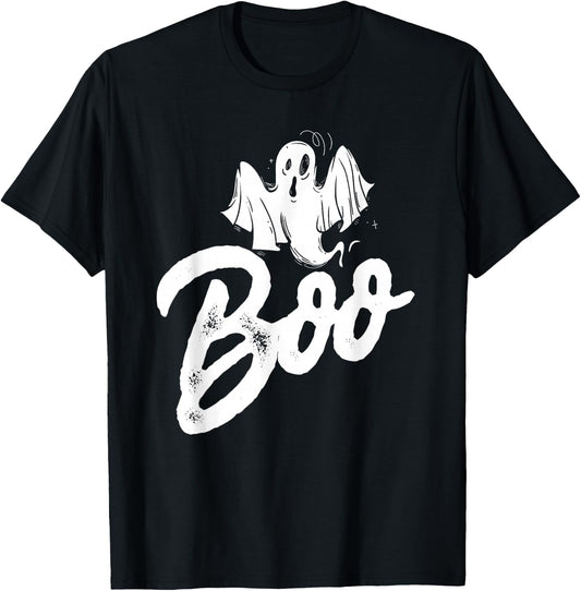 Boo Ghost Scary Cute Halloween T-Shirt - T-Shirt | Black