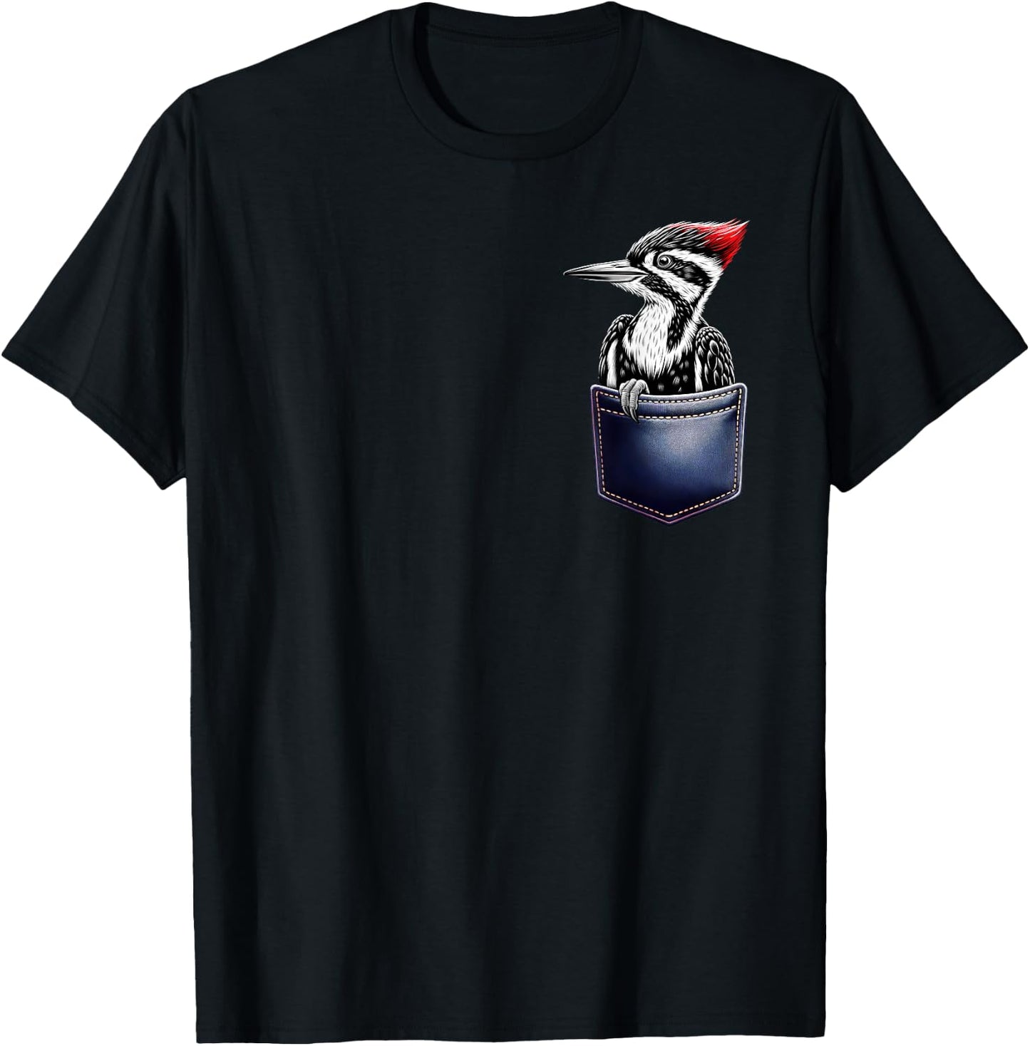Pileated Woodpecker in Pocket Bird Lover Watcher Birding T-Shirt - T-Shirt | Black