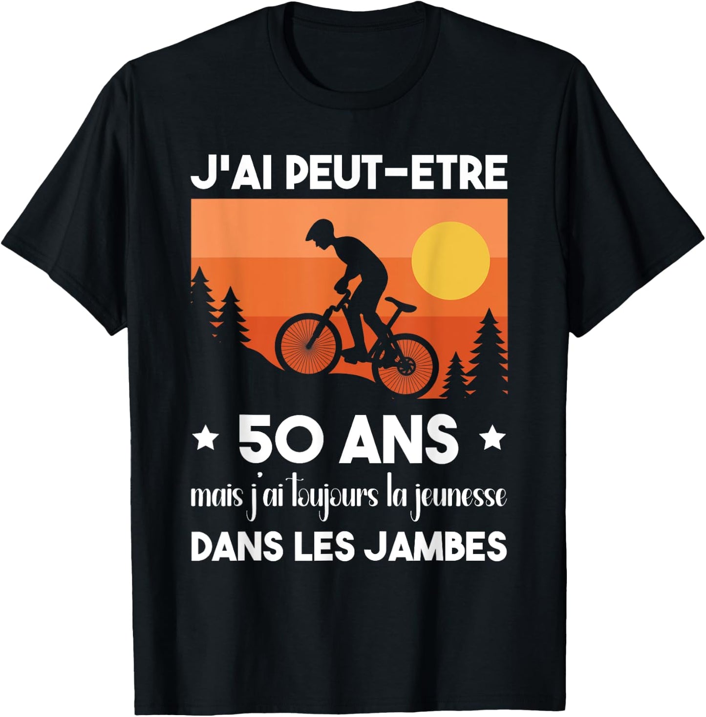 50 Years Birthday Bicycle Vintage Humor Cycling , Black, S T-Shirt - T-Shirt | Black