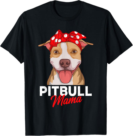 Pittie Mama Pitbull Dog Mom Funny Mothers Day Gifts Men Women Girls Kids T-Shirt - T-Shirt | Black