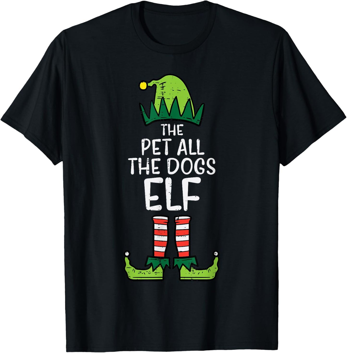 Pet All The Dogs Elf Xmas Christmas For Family T-Shirt - T-Shirt | Black