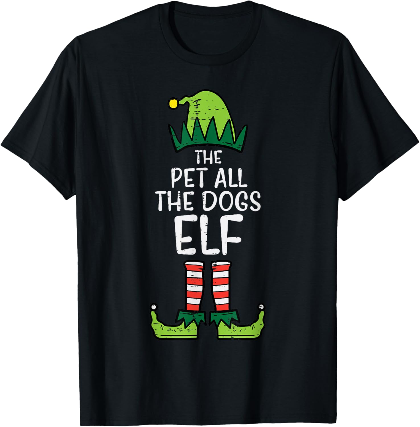Pet All The Dogs Elf Xmas Christmas For Family T-Shirt - T-Shirt | Black