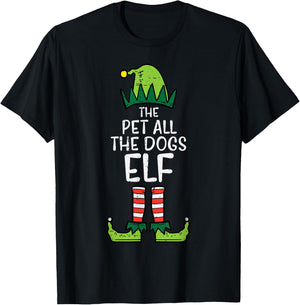 Pet All The Dogs Elf Xmas Christmas For Family T-Shirt - T-Shirt | Black